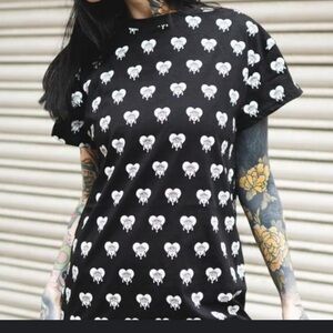 Men's Black Heart Pattern T-Shirt